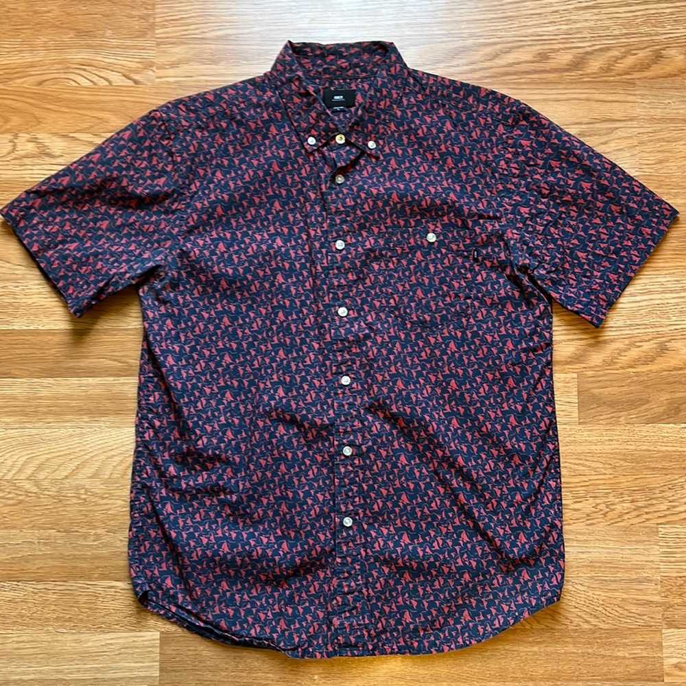 Obey short sleeve button down - size L